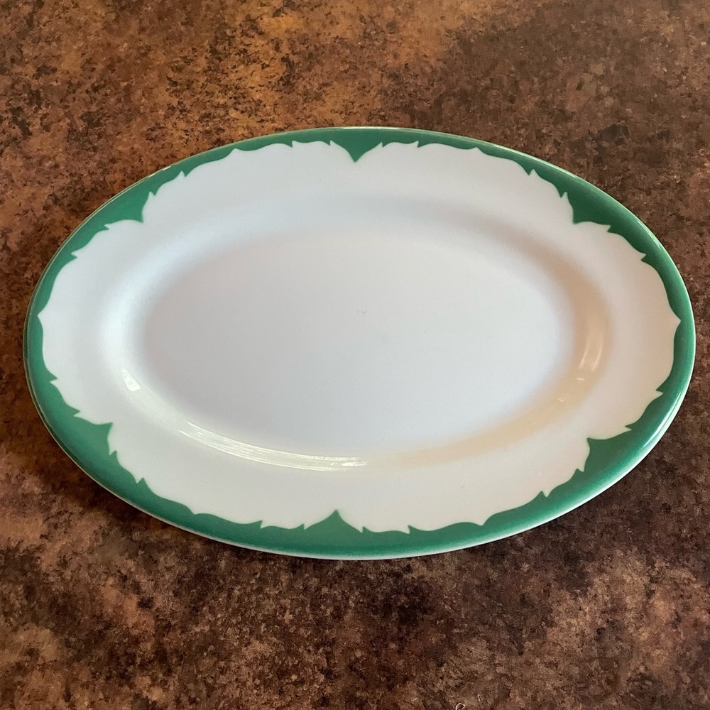 Shenango China Green Everglades Restaurant Ware Oval Platter Plate kitch…
